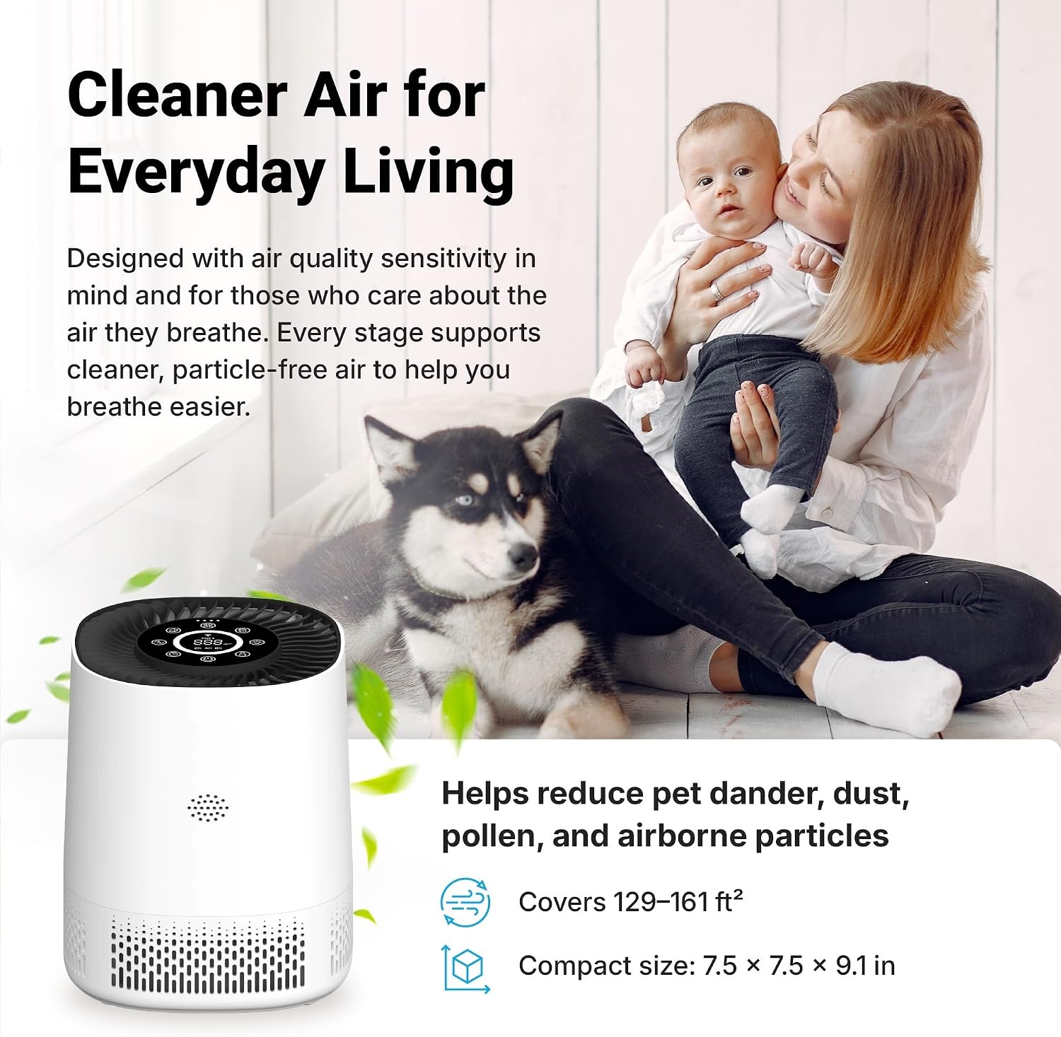 Indoor air around a child — visualizing how invisible pollutants drift through every breath